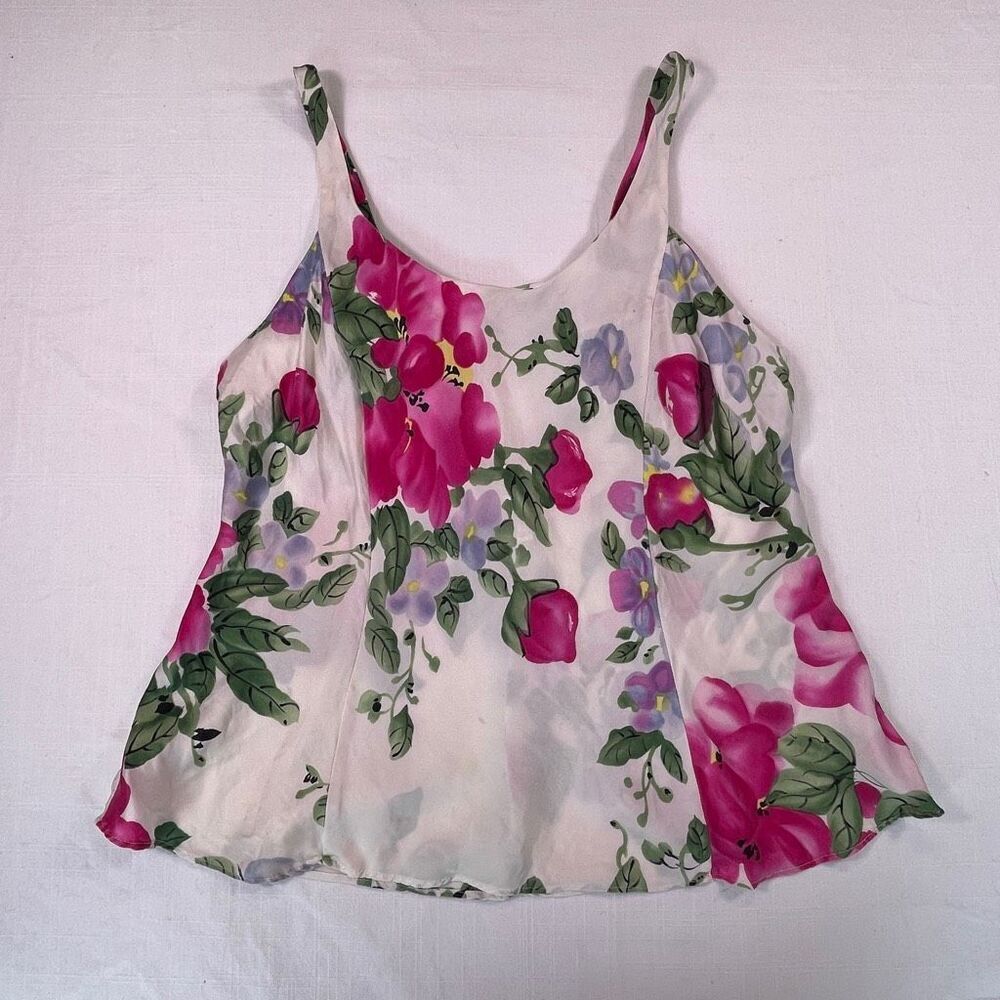Victoria’s Secret Multicolor Silk Floral Scoop Neck Sleeveless Cami Top Large
